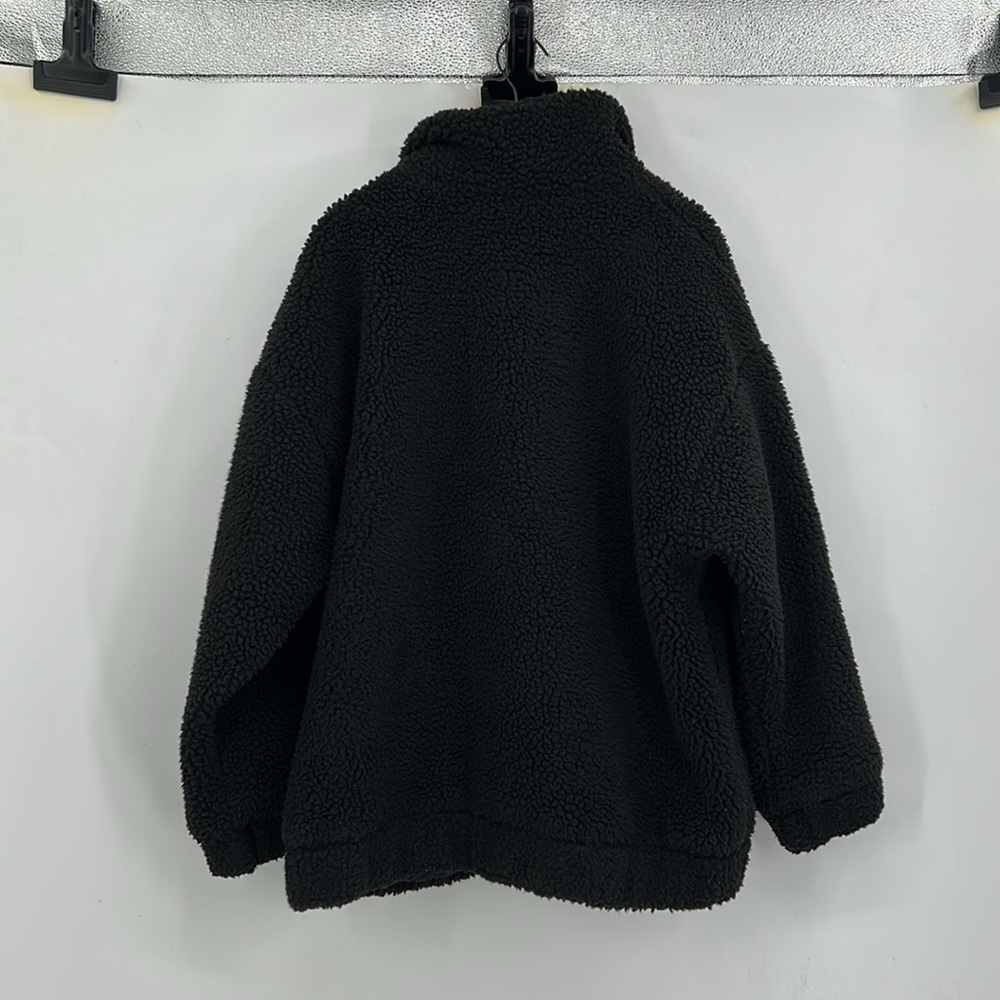 I AM GIA Pixie Sherpa Coat Size XSmall Black Oversized Relaxed Zip Up - Picture 5 of 8